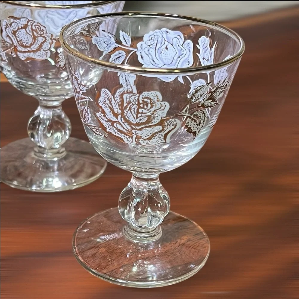 MCM Libbey Rose Bouquet Cordial Glasses - Set of 4 -